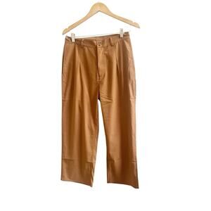 Knot Sisters Cropped Trousers Brown Pinstripe Size Medium High Rise NWT Boutique